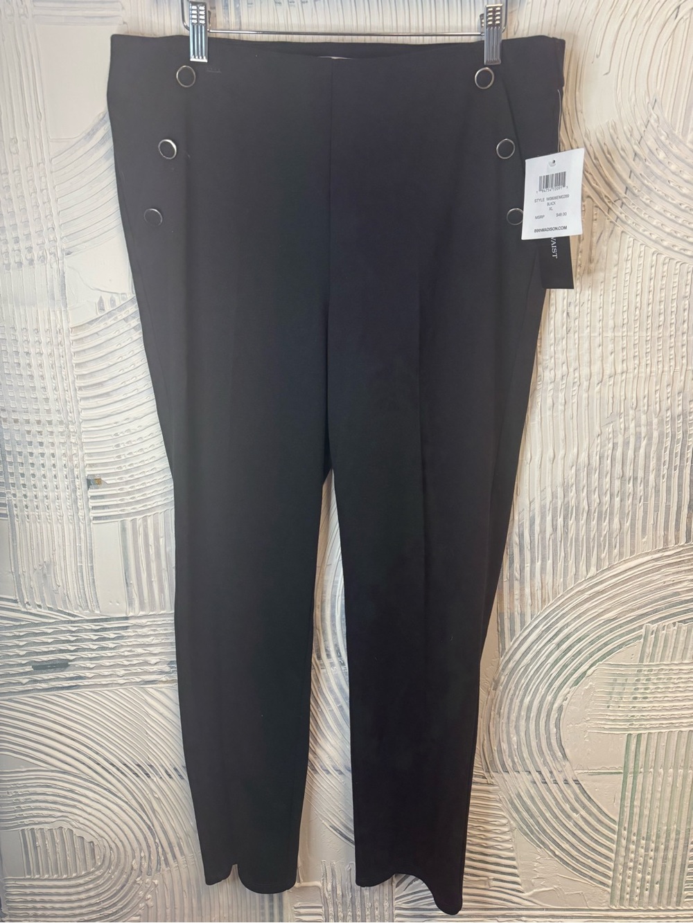 Madison Black Men's Dress Pants with Ring Hardware